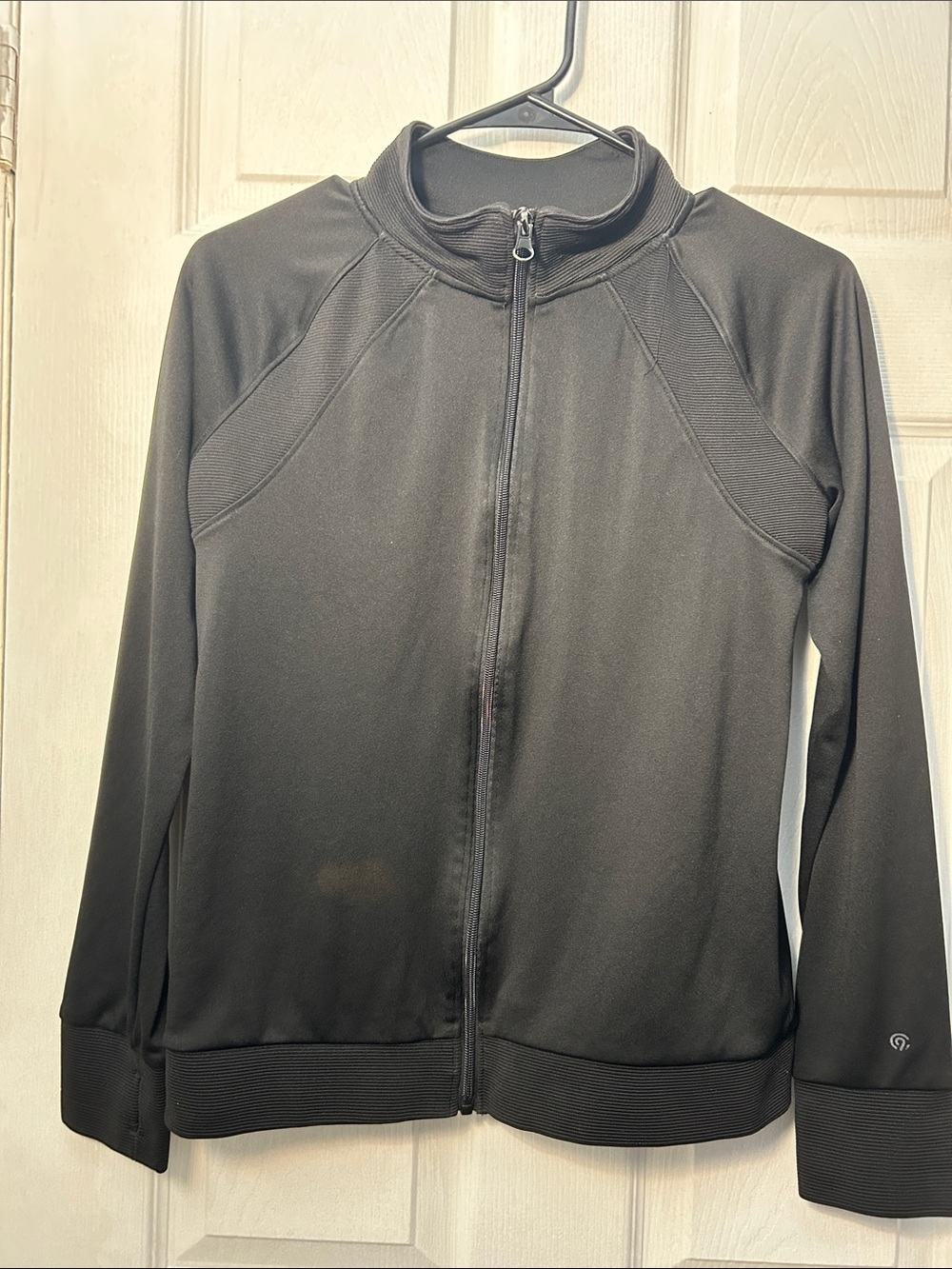 Champion Black Zip-Up Athletic Jacket with Ribbed Cuffs